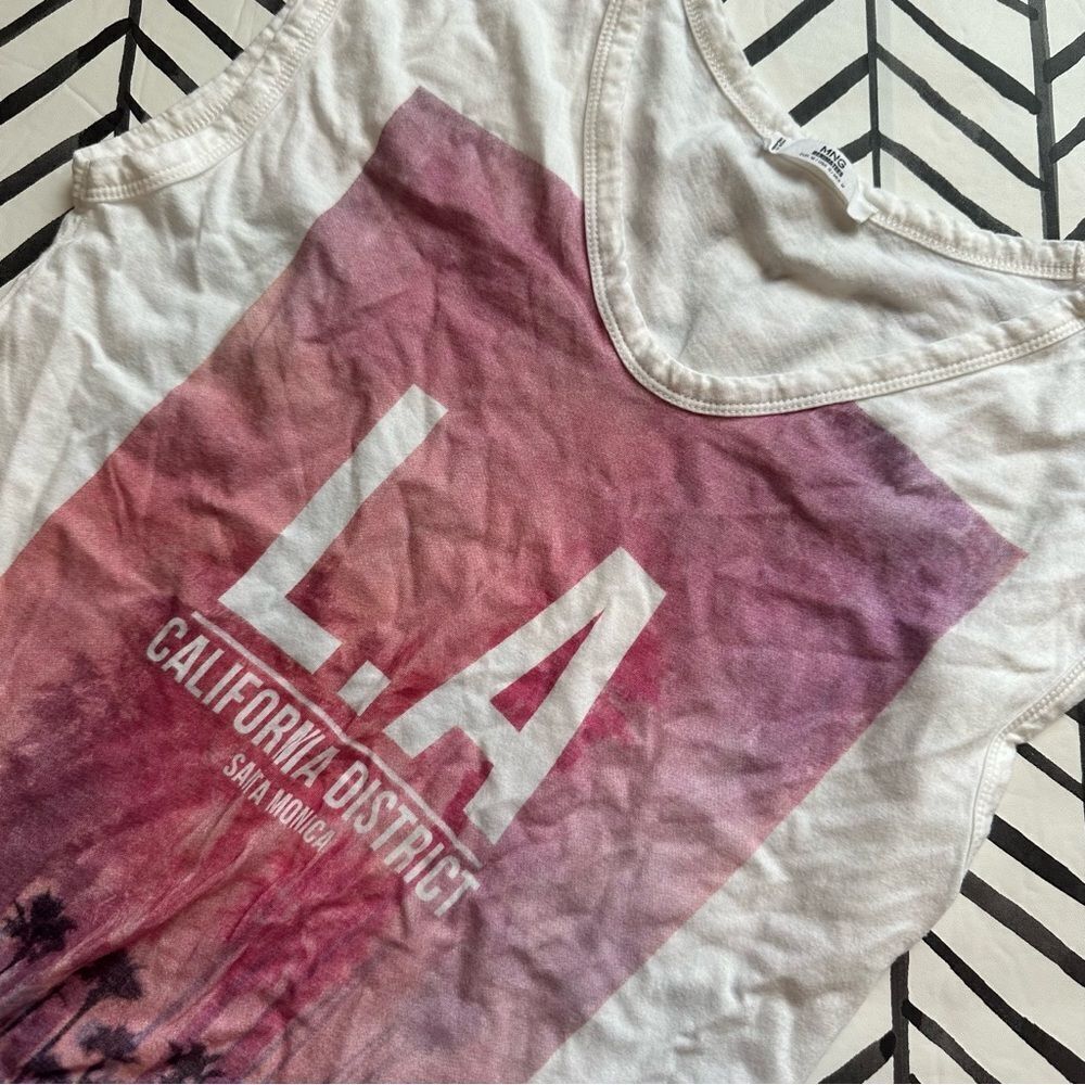 M&G Denim and Tees Size S LA Santa Monica Sunset Sleeveless Tank Top